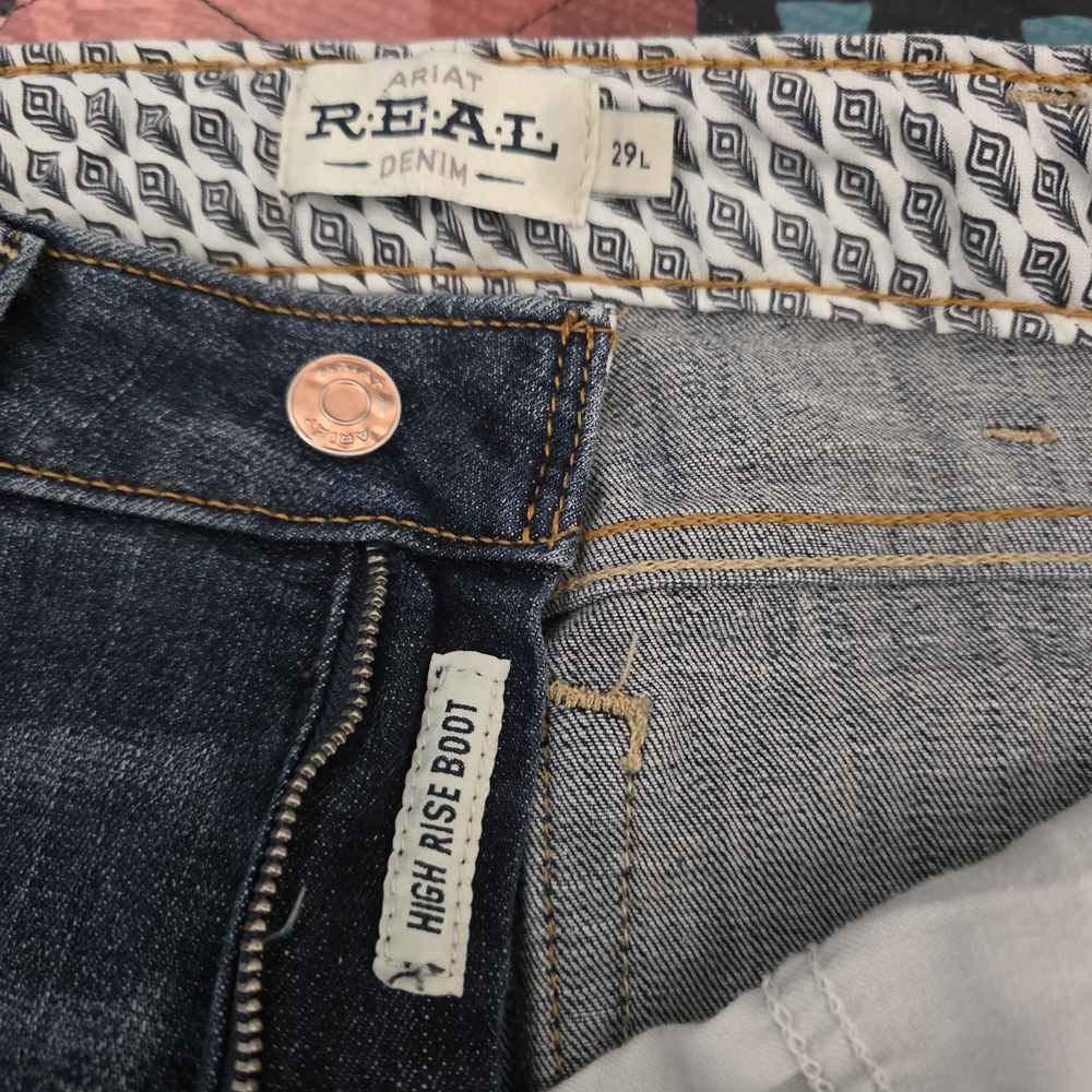 Ariat High Rise Boot Cut           Womens Dark Blue Jeans 29L - Picture 5 of 6